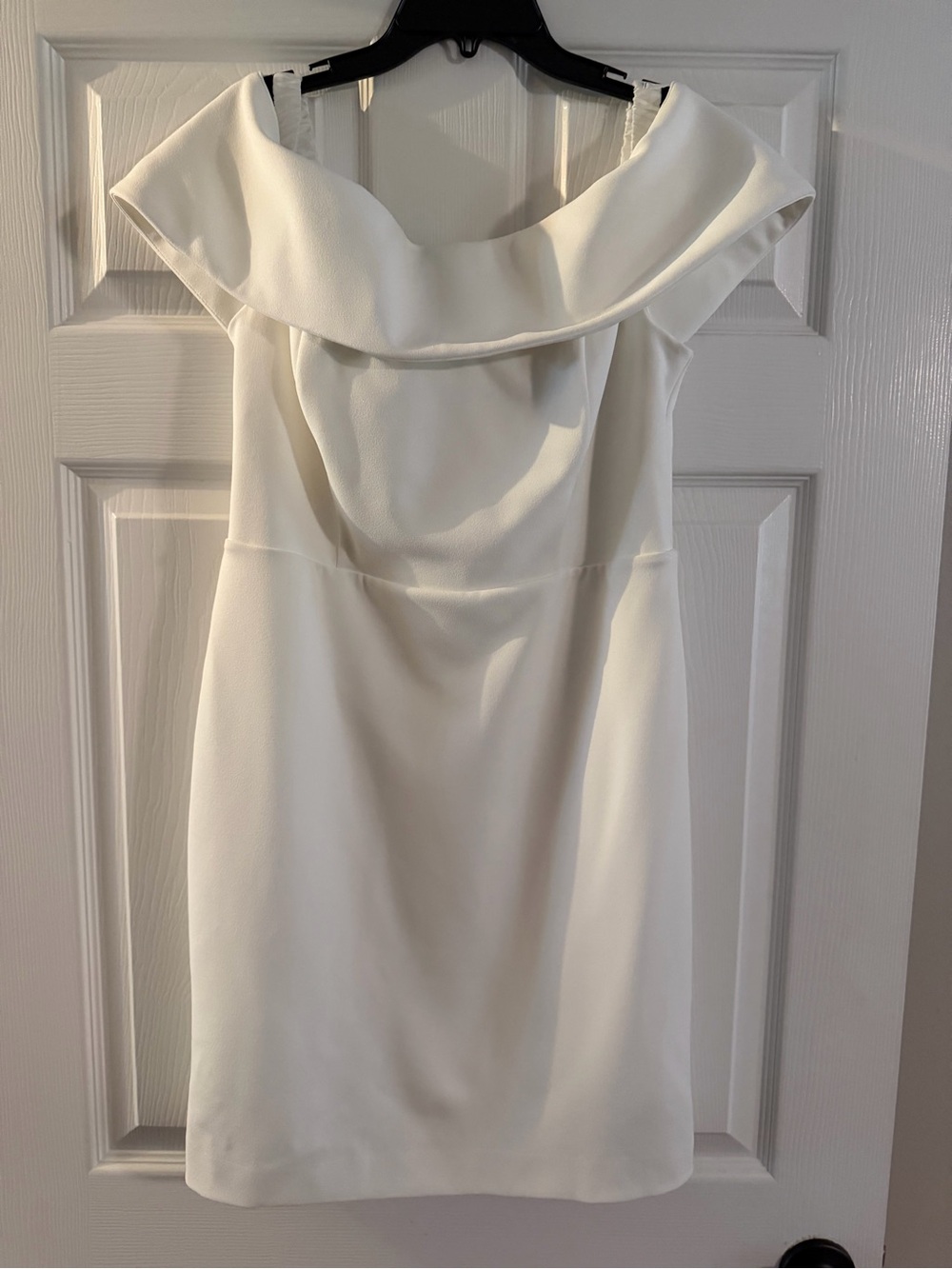 Calvin Klein White Off-Shoulder Ruffle Mini Dress